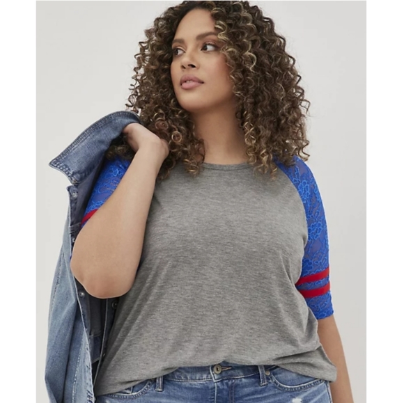 Torrid Varsity Raglan Tee - Picture 2 of 8